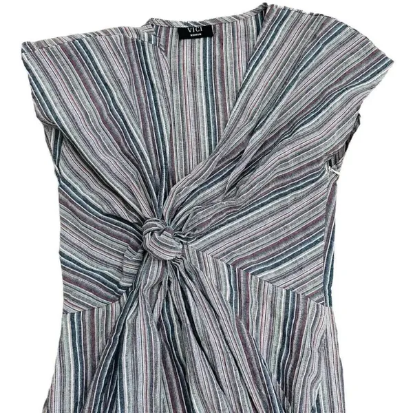 COPY - Vici Striped Twist Front Midi Dress Size Medium - Image 4
