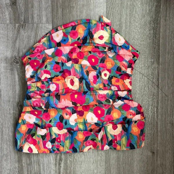 FORE Bright Floral Wrap Tie Tube Top Colorful Size XS - Image 2