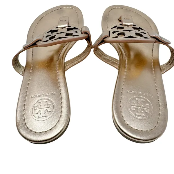 Tory Burch Miller Leather Thong Sandal Rose Gold Metallic Flat Flip Flop 6.5 - Image 5