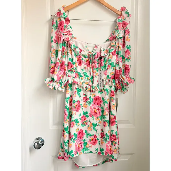 For Love & Lemons NEW Imogen Mini Dress‎ Large Floral Victorian Fate Summer - Image 3