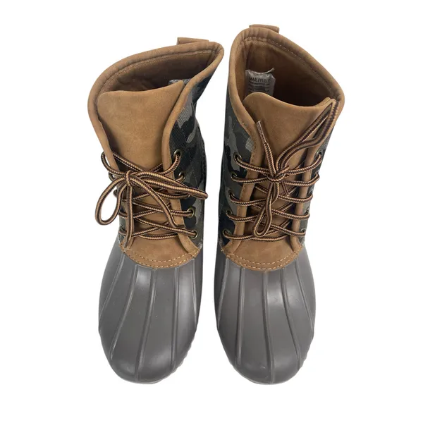 NWOT Marleylilly Gray Camo Camouflage Round Toe Lace Up Ankle Duck Boots Size 8 - Image 2