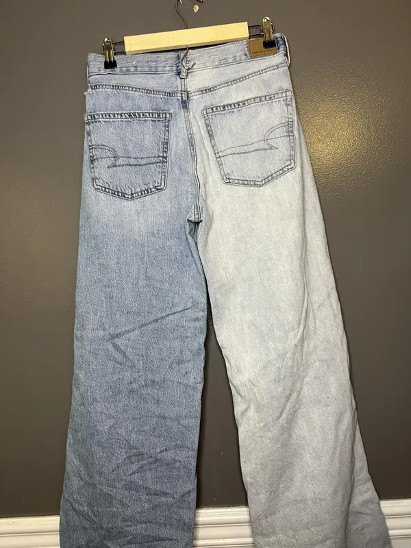American Eagle Outfitters Skater Jeans Womens 4 Two Tone Wide Leg Distressed - Image 6