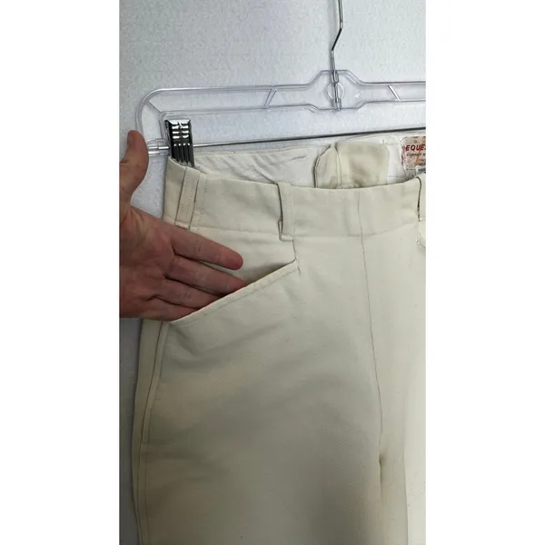 1970s Vintage Equestrian Riding Breeches Cream XXS XS Side Zip Jodhpurs - Image 5