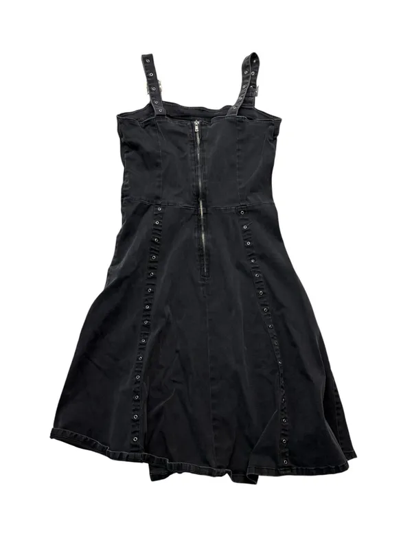Tripp NYC y2k large Black denim buckle Grommet dress grunge vintage goth punk scene - Image 12