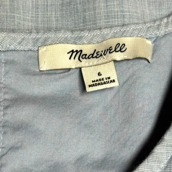 Madewell Cotton Bellflower Ruffle A-Line Mini Dress Chambray Blue 6 - Image 6