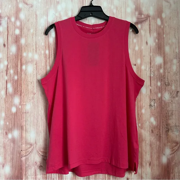 Fabletics Raspberry Fizz Pink 100% Cotton Athletic Tank Top Size XL - Image 2