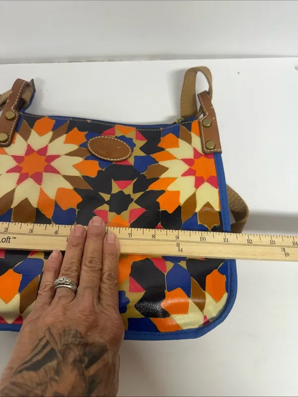 Fossil Multicolor Starburst Pattern Crossbody Bag with Tan Strap - Image 9