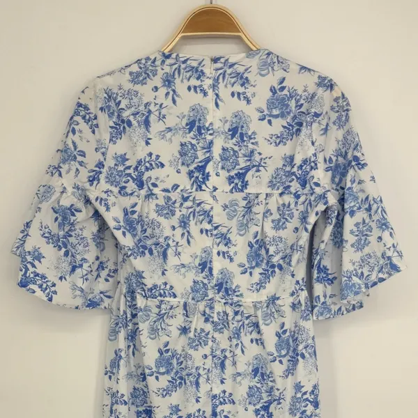 Tuckernuck Ginger Dress Medium Blue Floral Toile Maxi Coastal Grandmother Preppy - Image 10