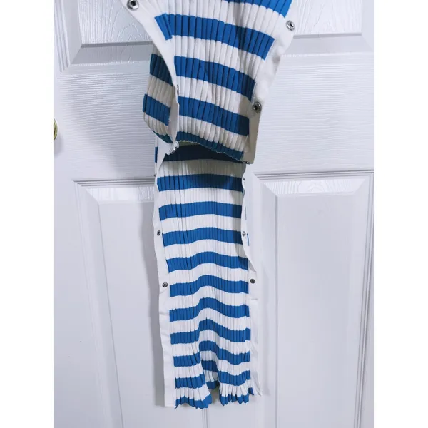 Solid & Striped Womens Ribbed Midi Dress Large Blue White Stripe Resort Beachy - Image 6