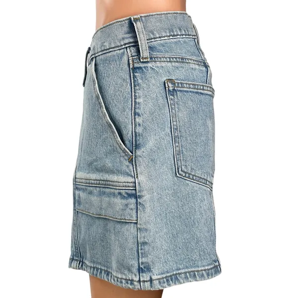Abercrombie & Fitch The Dad Women's Blue Light Wash Cargo Denim Jean Shorts 28/6 - Image 2