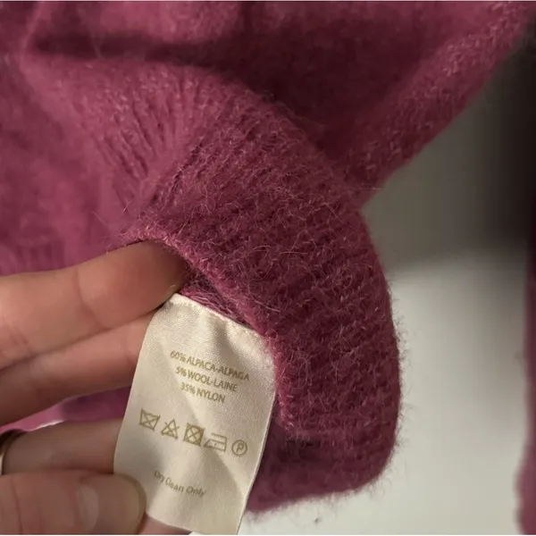 Free People S Alpaca Wool Blend V-Neck Sweater in Deep Pink - Image 3