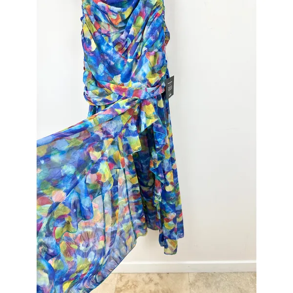 Lulus Jeniah Blue Multi Abstract Print Drop Waist Maxi Dress Formal Medium NWT - Image 10
