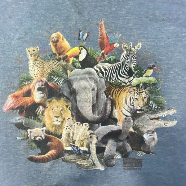 Smithsonian National Zoo Park Graphic T-Shirt Zoo Animals Blue Adult Sz M - Image 2