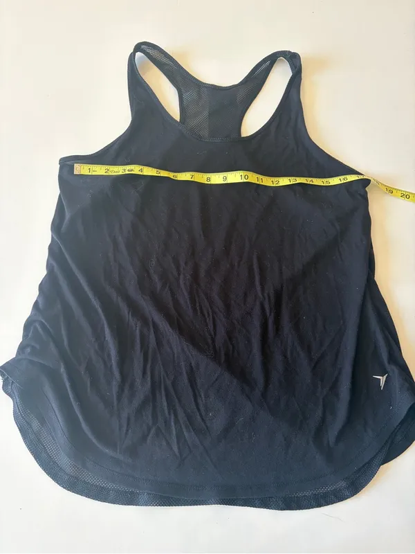 OLD NAVY Active Black Racer back Tank Top mesh detail Shirt Women Size Large - Image 3