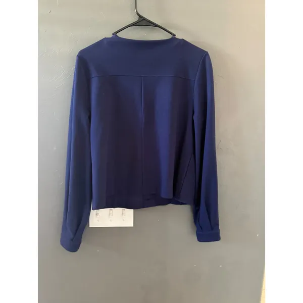 Halogen Womens Navy Blue Button Front Textured Ponte Knit Jacket Size S‎ Career - Image 5