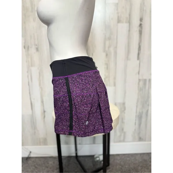 Lululemon Purple Speckled Athletic Skort Size 6 Built-In Shorts Zipper Pocket - Image 11