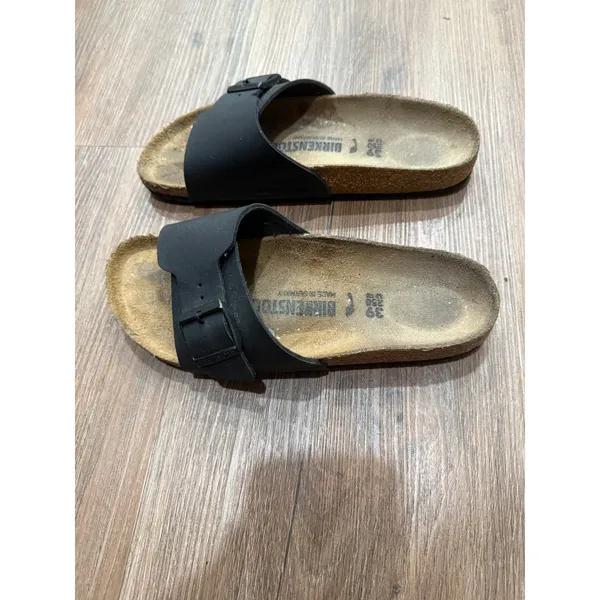 Birkenstock Madrid Black Birko-Flor Slide Sandals Womens 39 L8 M6 Regular Width - Image 2