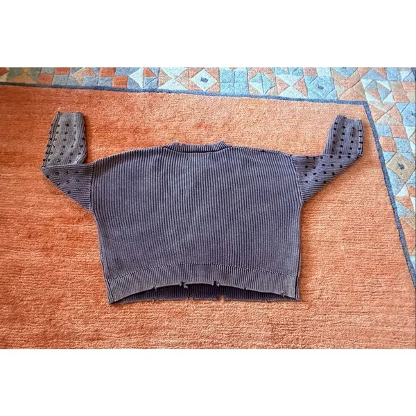 Vintage Havana Distressed Sweater Size M Studded Sleeve Cotton Knit Cropped - Image 7