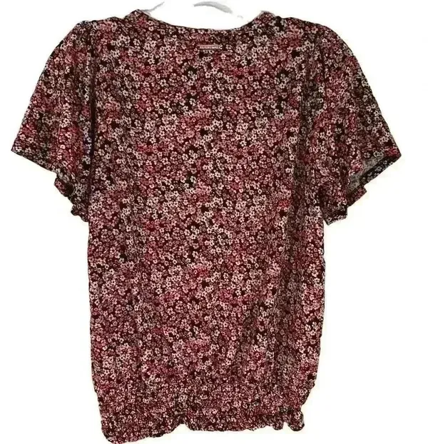 Michael Kors Women's Floral Print Blouse S Multicolor Ruffle Peplum Top - Image 3