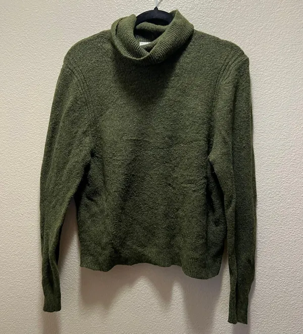 A New Day Olive Green Chunky Knit Turtlneck Sweater Size Medium - Image 2