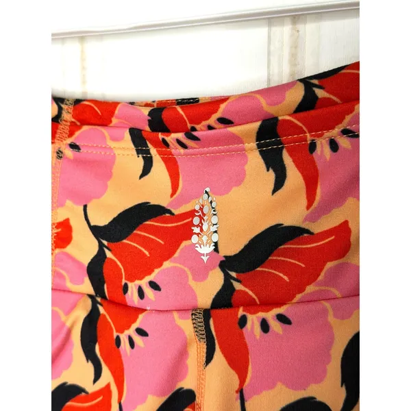 Free People Floral Print Tennis Skirt Shorts Pink Orange Pleats and Thank You L - Image 7