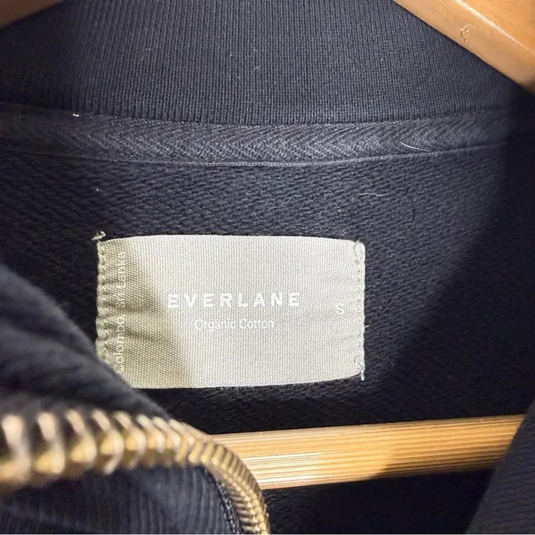 Everlane Track Half-Zip Pullover Organic Cotton Black Size Small - Image 4