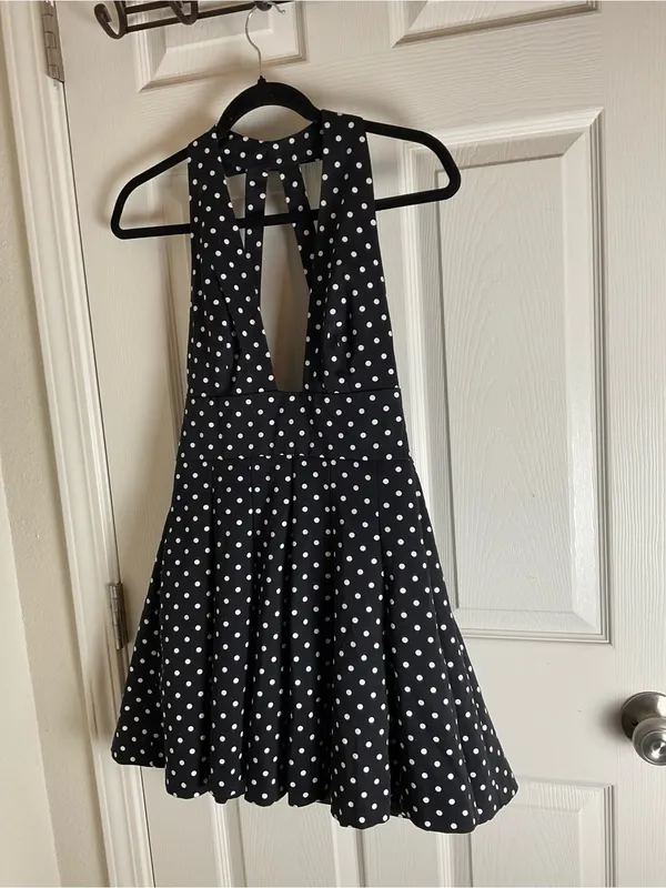 ZARA Black Polka Dot Halter Mini Dress - Women's Summer Dress - Image 3