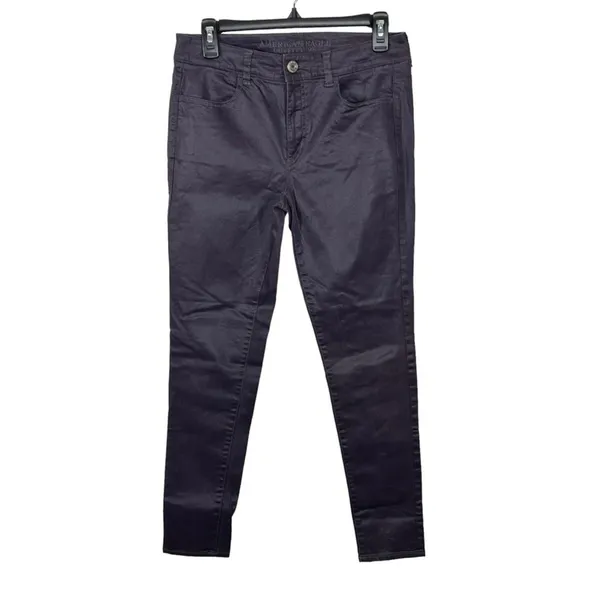American Eagle Purple Coated High Rise Jeggings Size 8 Y2K Grunge - Image 3