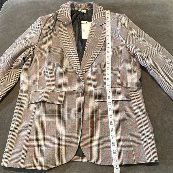 Women’s Oversized Casual Notched Lapel Jacket One Button Plaid Size M NWT - Image 6
