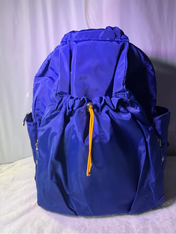 Baggallini Royal Blue Nylon Drawstring Backpack with Yellow Accent - Image 3