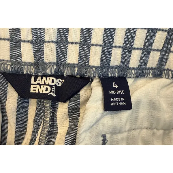 Lands End Women‎ Size 4 Blue White Striped Mid Rise Pull On Shorts Elastic Waist - Image 4