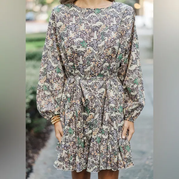 Shop the Mint Get Closer Plum Purple Fox Printed Dress - Image 4