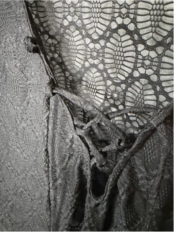 Portocruz Black Lace-Up Swim Coverup S EUC - Image 5