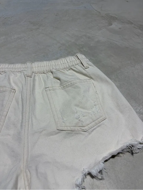 Aerie cream Distressed Denim Shorts XS - Image 6