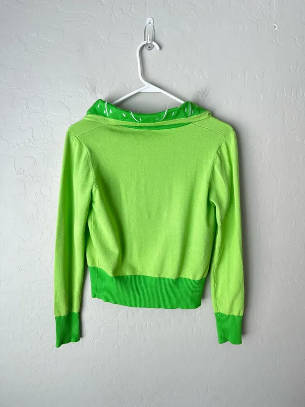 Voodoo Vixen Izzie Lime Embroidered Cardigan Sweater Green Size Medium - Image 4