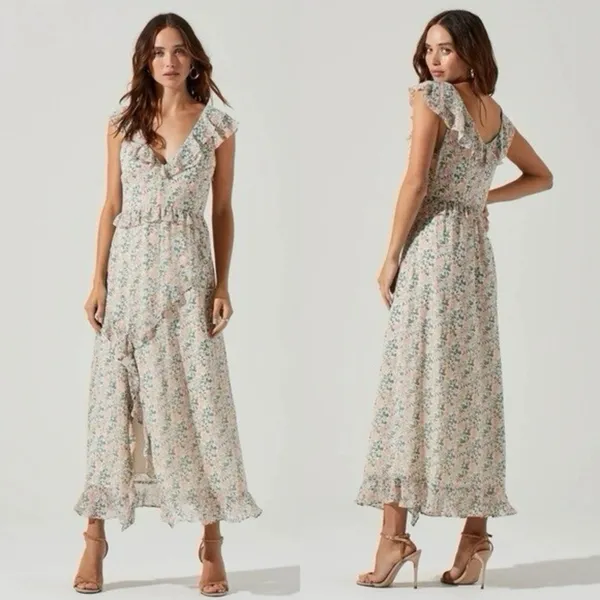 ASTR The Label Tempest Ruffle Floral Maxi Dress XSmall Cottagecore Wedding Guest - Image 2