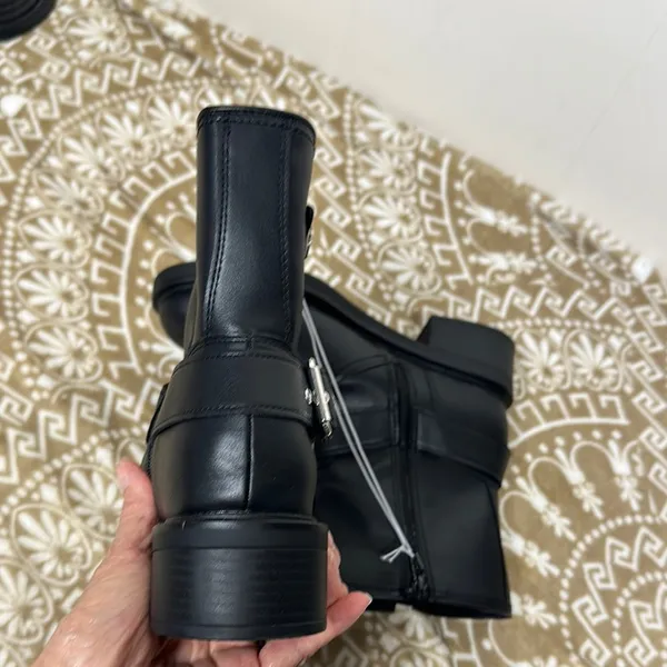 Universal Threads Black Combat Boots with Silver Hardware - Image 4