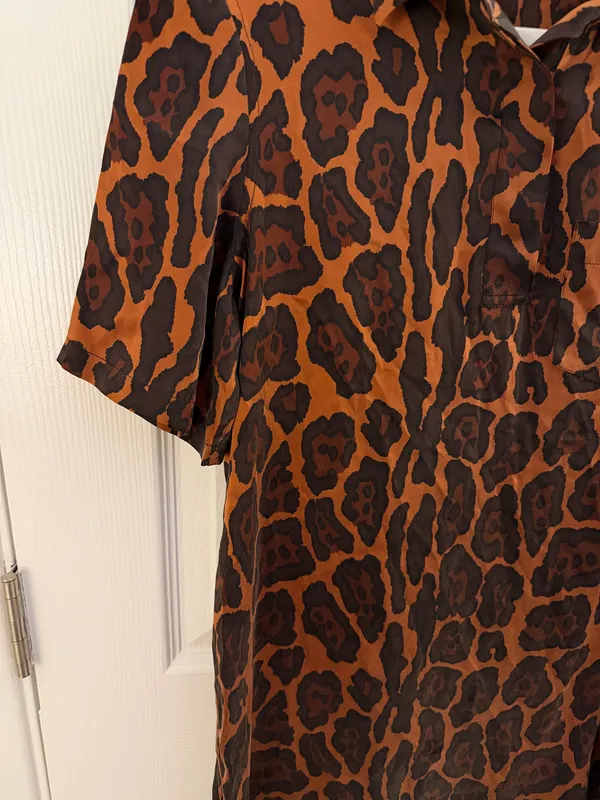 Equipment Femme 100% Silk Brown Leopard Print Shirt Dress XS - Image 4