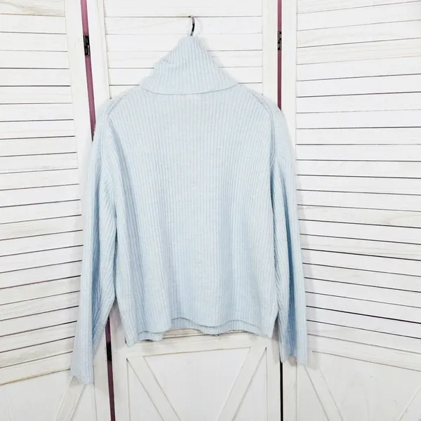 H&M Oversized Ribbed Cowl Neck Sweater Powder Blue Medium‎ - Image 8
