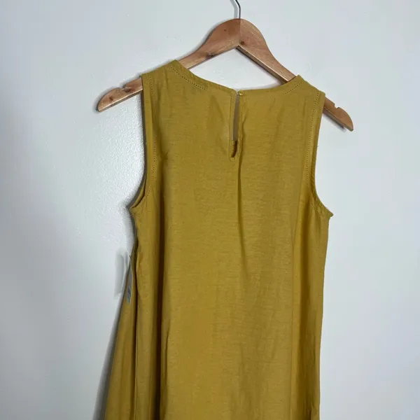 NWT For Cynthia Linen Blend Asymmetrical Yellow‎ Sleeveless Dress Small Flowy - Image 10