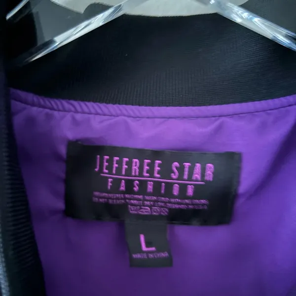 Jeffree Star Black & Purple Bomber Jacket Size Large - Image 4