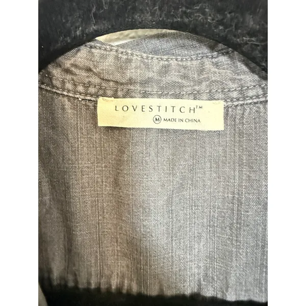 Lovestitch Grey Tencel Short Sleeve Button Down Shirt Dress Medium‎ I-70854W-MXX - Image 3