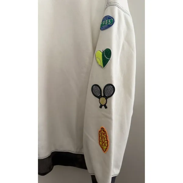 Free People FP Movement All Star Patch Pullover White Patch Combo Women's Large - Image 10