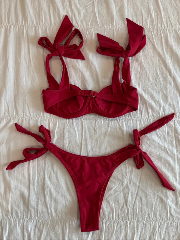 Strawberry Milk Mob Bow Bikini Set Red Size XS - Image 2