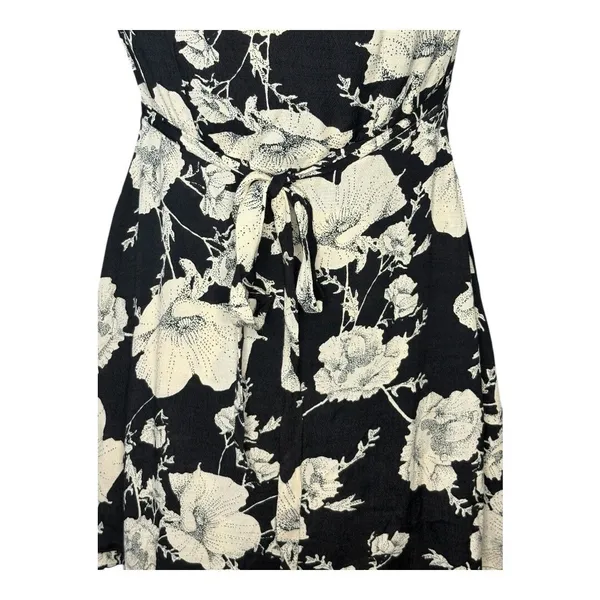 Free People Floral Wrap Mini Dress Womens Size Small Black White Ruffle Flutter‎ - Image 14