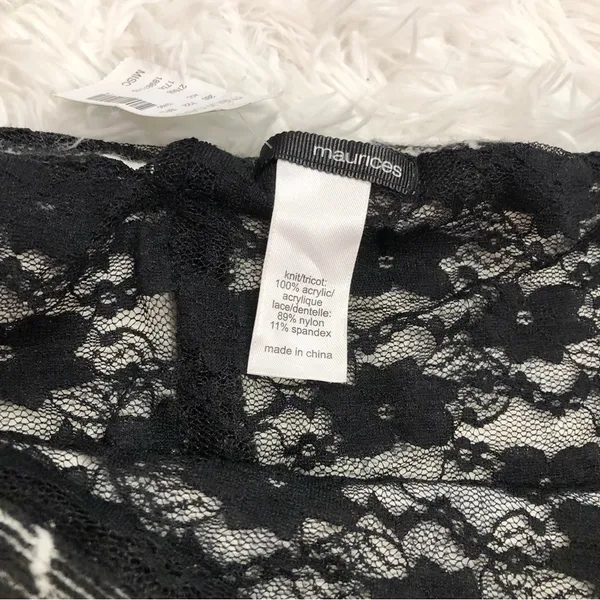 Maurices Tie Dye Cow print Reversible Lace infinity Scarf Black‎ White OS - Image 3