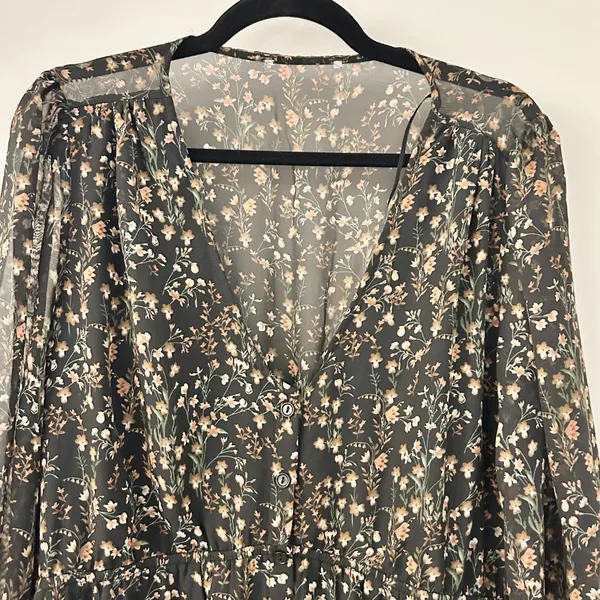 Baltic Born Huxley Tiered Button Up Fit & Flare Dress Black Floral Size XL NWOT - Image 6