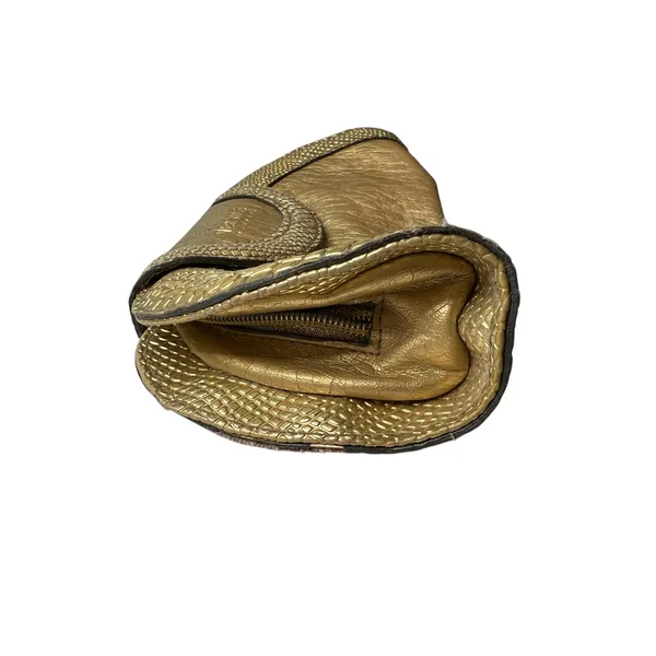 vintage Versace Parfums gold cosmetic clutch bag makeup metallic snakeskin - Image 5
