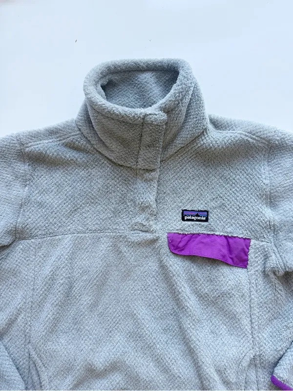 Patagonia Re-Tool Snap-T Pullover Fleece Gray and Purple Size Large - Image 3