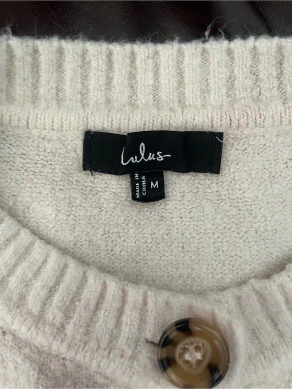 Lulus Knit Cardigan Womens Medium Ivory Olive Striped Fuzzy Wool Blend Cropped - Image 12